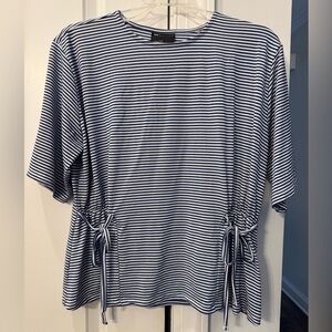 ASOS Navy and White Striped Short Sleeve Top